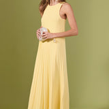 Pleated A-line Knit Midi Dress