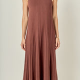 Pleated A-line Knit Midi Dress