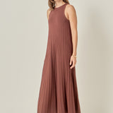 Pleated A-line Knit Midi Dress