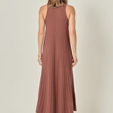 Pleated A-line Knit Midi Dress