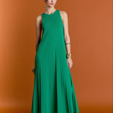 Gweneth Pleated A-Line Knit Midi Dress
