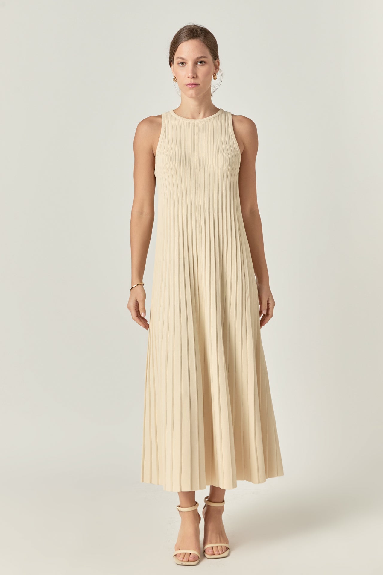 Pleated A-line Knit Midi Dress Pleated A-line Knit Midi Dress