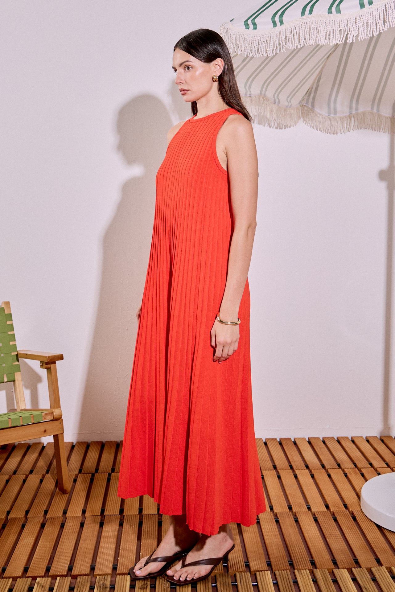 Pleated A-line Knit Midi Dress Pleated A-line Knit Midi Dress