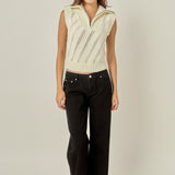Sleeveless Collar Zip Up Knit