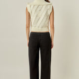 Sleeveless Collar Zip Up Knit