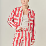 Cropped Bold Stripe Button-Up Shirt