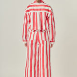 Cropped Bold Stripe Button-Up Shirt
