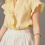 Wilma Linen Ruffle Shirt