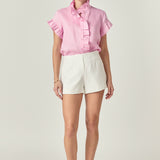 Linen Ruffle Shirt