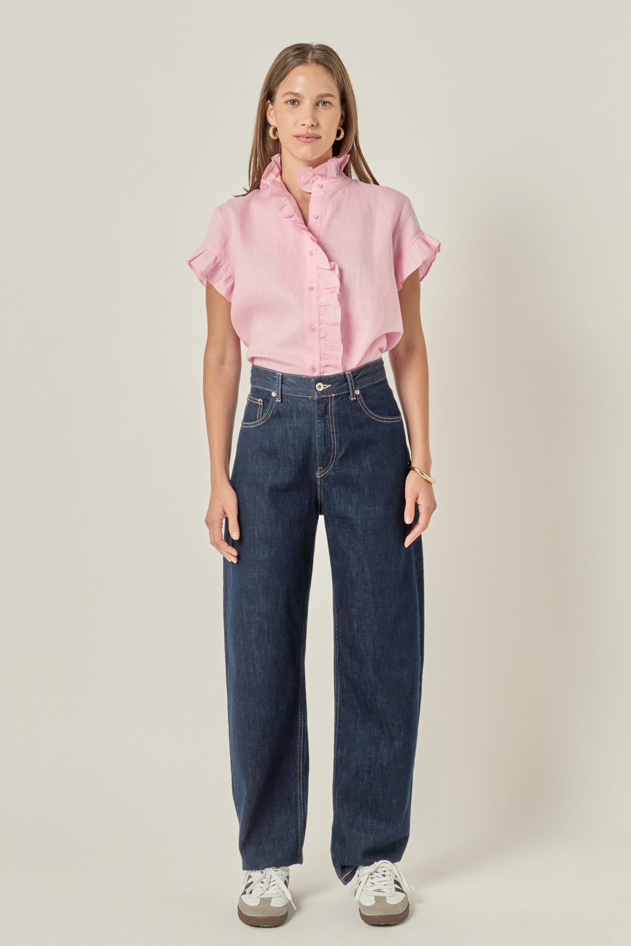 Striped Ric Rac Flutter Sleeve Top – English Factory