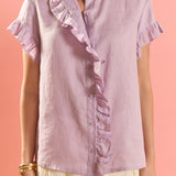 Linen Ruffle Shirt