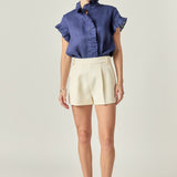 Linen Ruffle Shirt