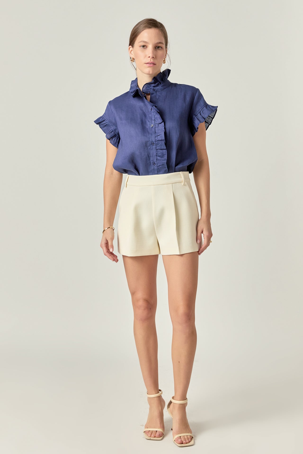 Linen Ruffle Shirt
