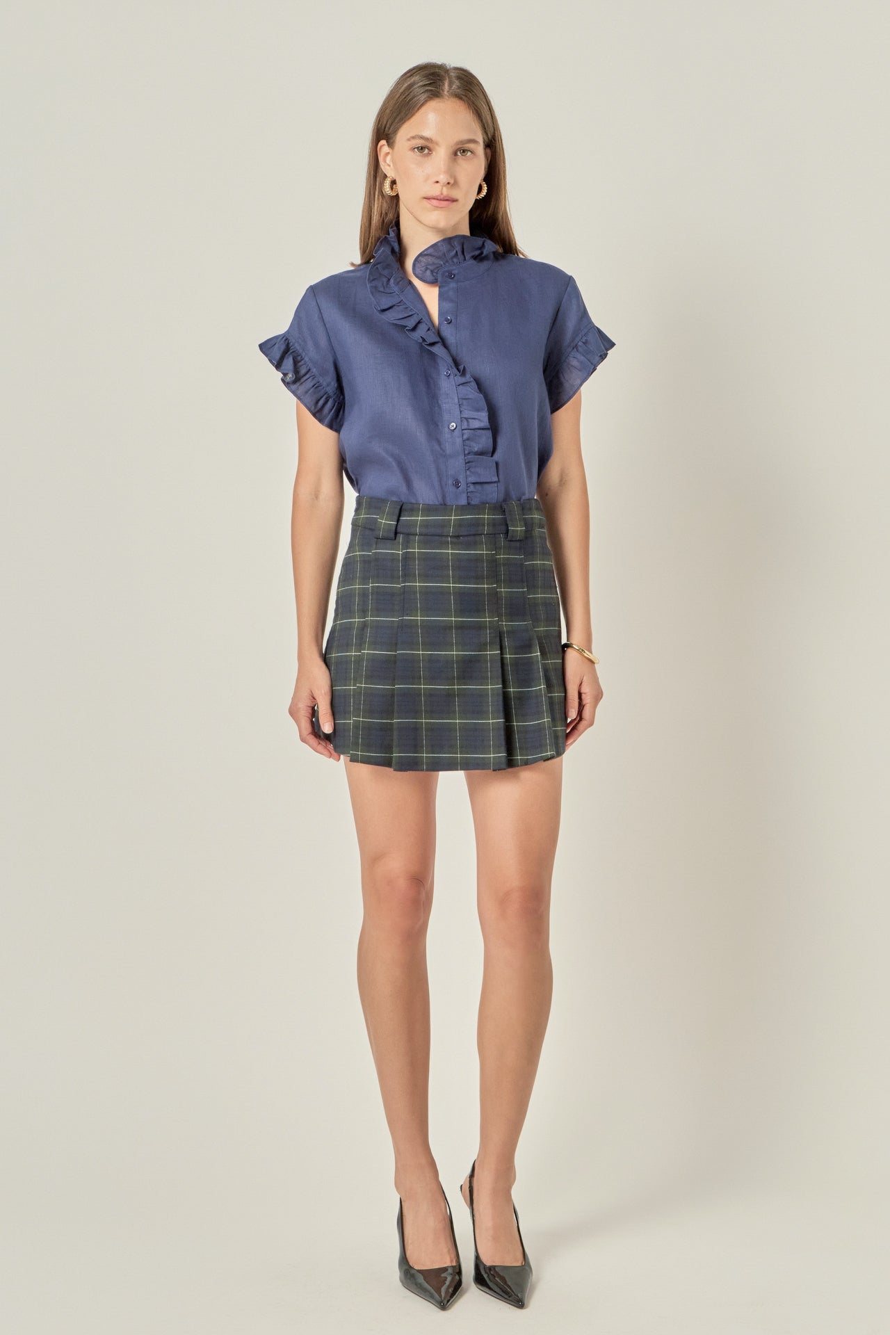 Linen Ruffle Shirt