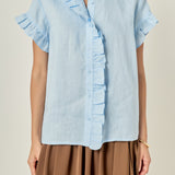 Linen Ruffle Shirt
