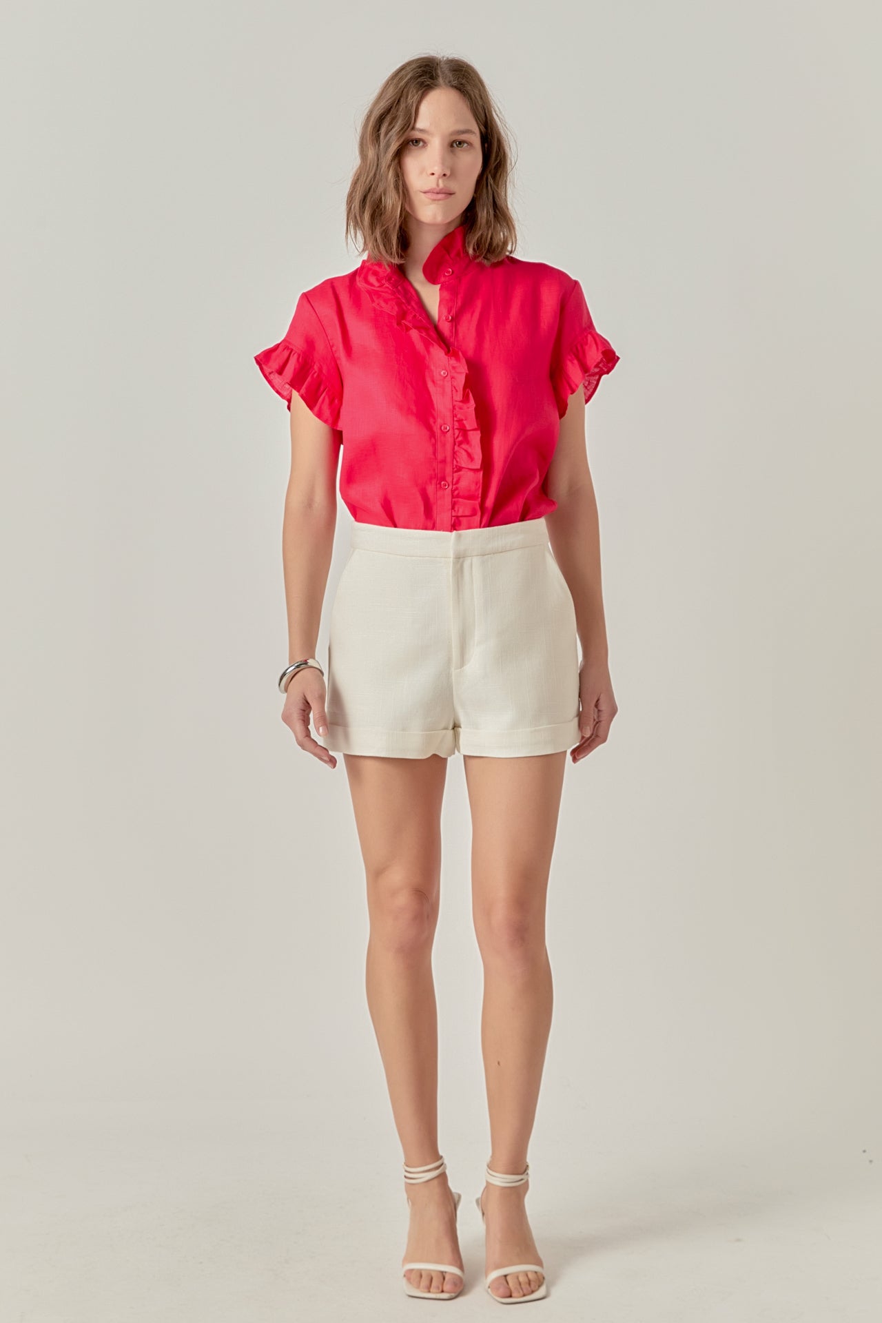 Linen Ruffle Shirt