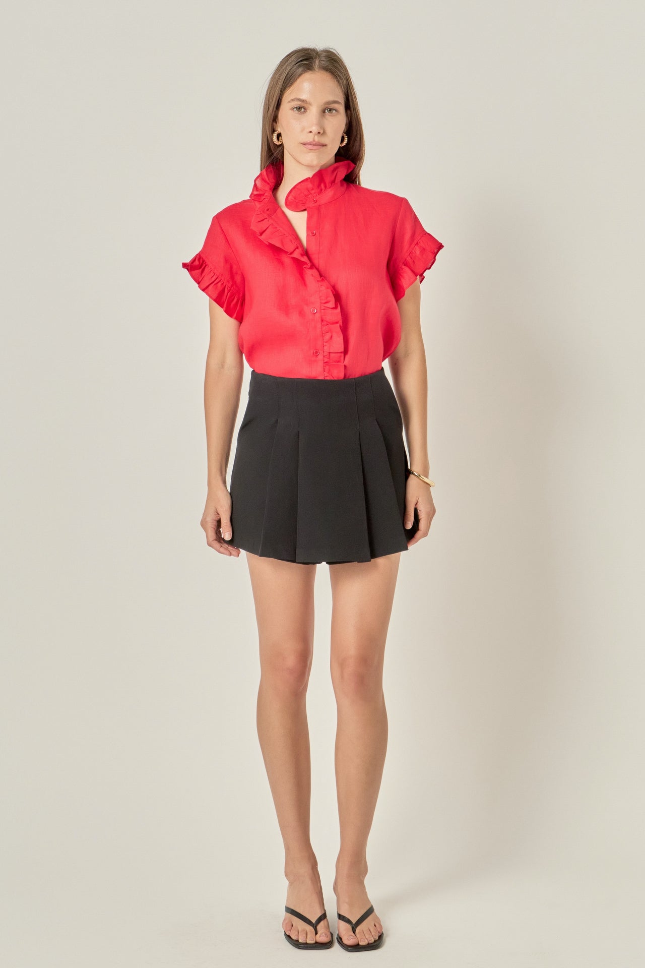 Linen Ruffle Shirt