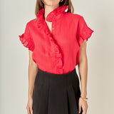 Linen Ruffle Shirt