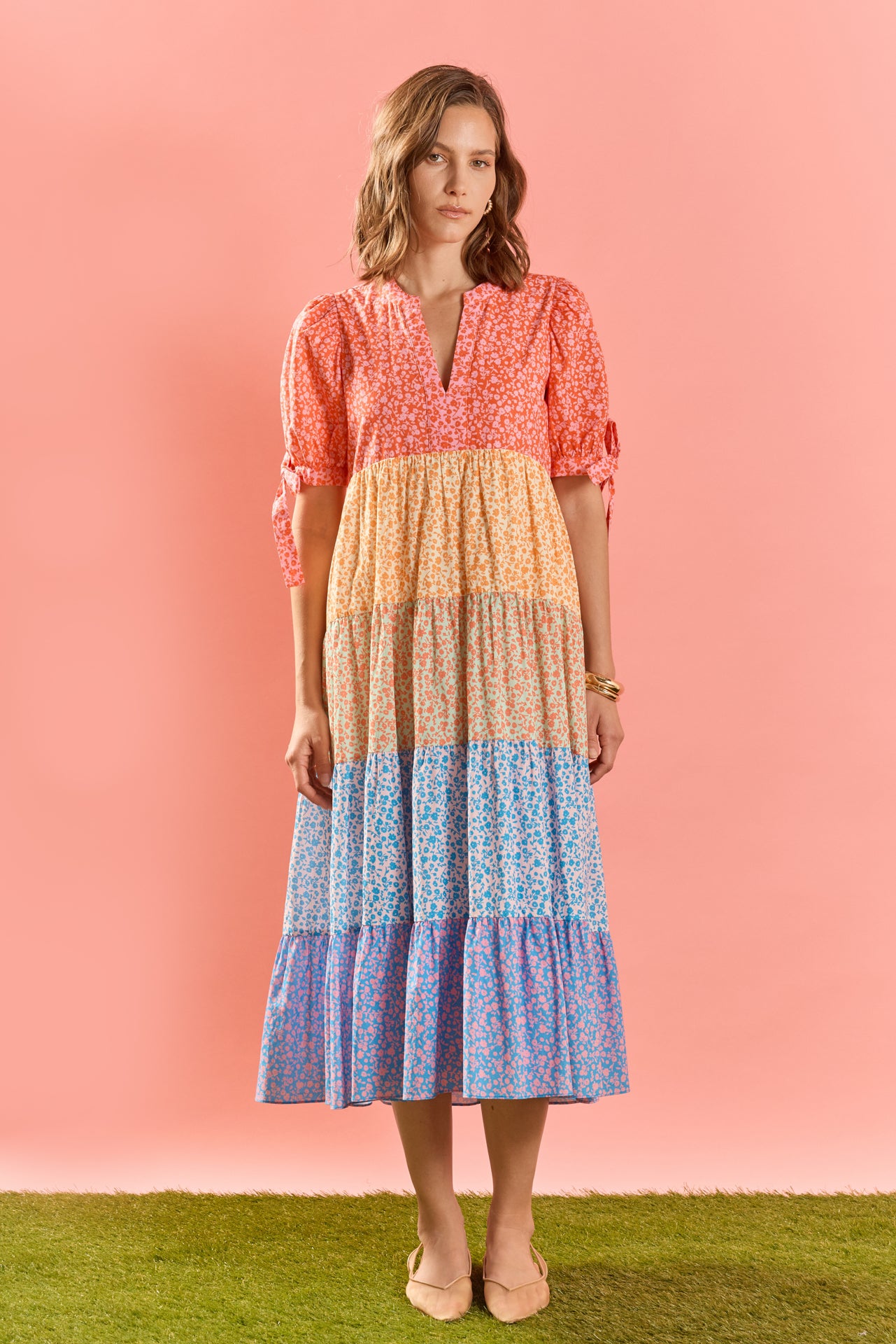 Tiered Bloom Midi Dress English Factory Tiered Bloom Midi Dress English Factory