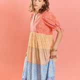 Tiered Bloom Midi Dress