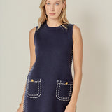 Stitch Detail Knit Mini Dress