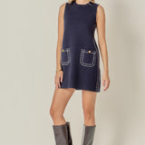 Stitch Detail Knit Mini Dress