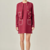 Stitch Detail Puff Sleeve Cardigan