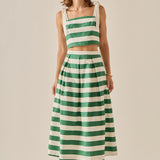 Bold Stripe Midi Skirt