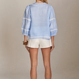 The Elise Embroidered Linen Top