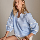 The Elise Embroidered Linen Top