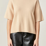 Collar Knit Half Sleeves Top