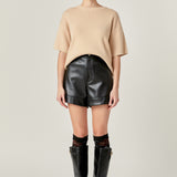 Collar Knit Half Sleeves Top