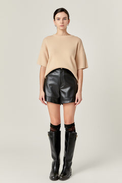 Collar Knit Half Sleeves Top