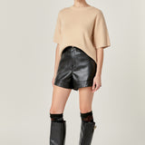 Collar Knit Half Sleeves Top