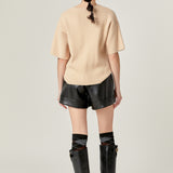 Collar Knit Half Sleeves Top