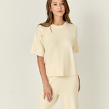 Collar Knit Half Sleeves Top