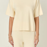 Collar Knit Half Sleeves Top