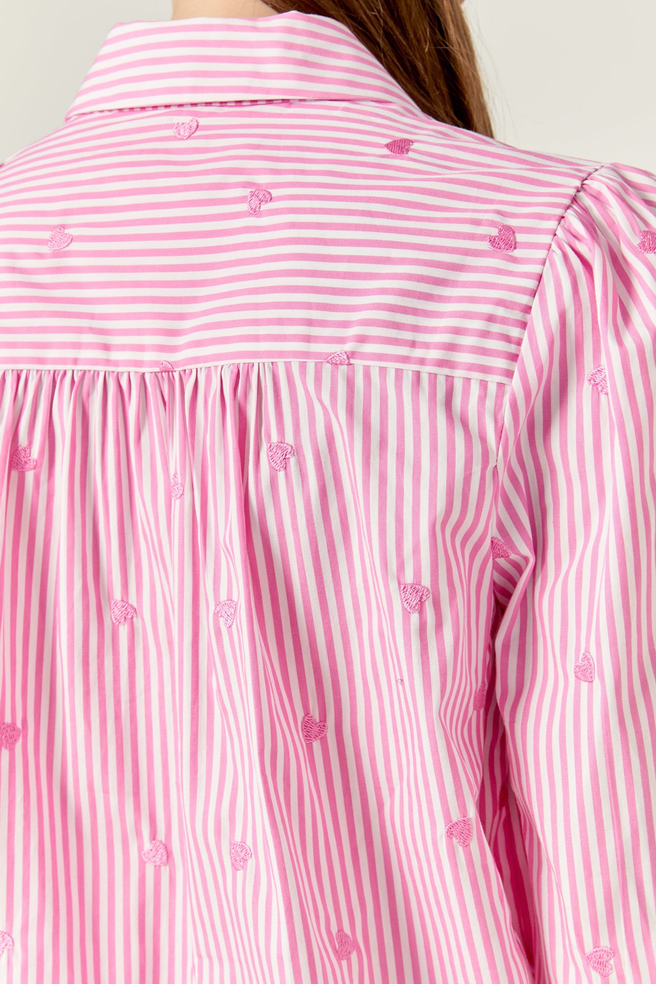 Heart Embroidery Stripe Shirt