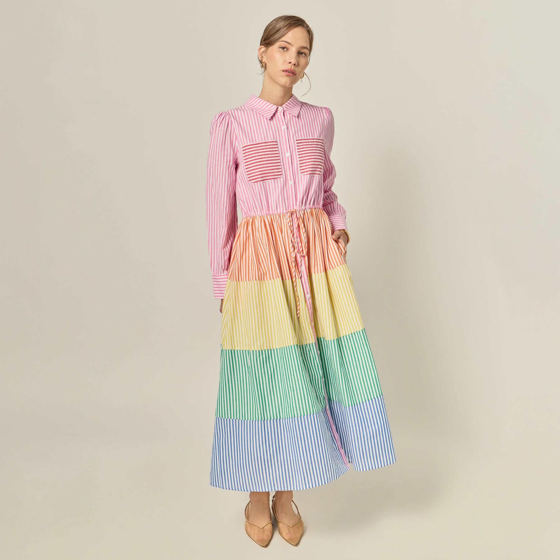 Sunni Colorblock Midi Shirt Dress