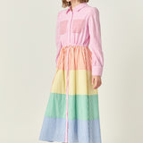 Sunni Colorblock Midi Shirt Dress