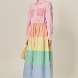 Sunni Colorblock Midi Shirt Dress