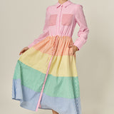 Sunni Colorblock Midi Shirt Dress