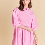 Stripe Puff Sleeve Shirt Dress