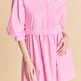 Stripe Puff Sleeve Shirt Dress