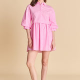 Stripe Puff Sleeve Shirt Dress