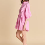 Stripe Puff Sleeve Shirt Dress
