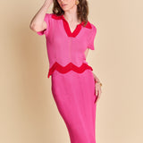 Scalloped Edge Polo Knit
