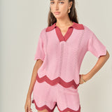 Scallop Wave Knit Polo