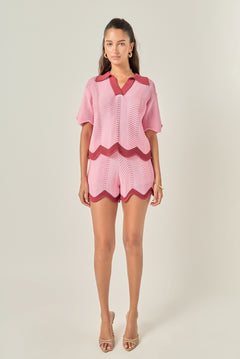 Scallop Wave Knit Polo