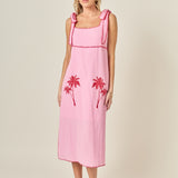 Aria Tropical Embroidered Midi Dress